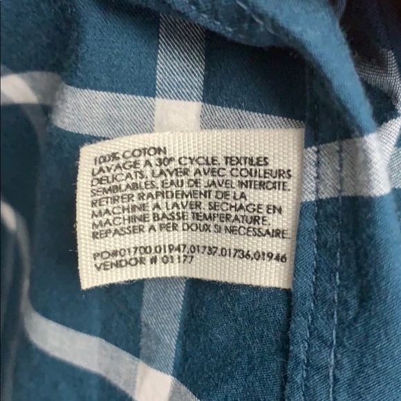 Club Monaco blue white plaid button down - Picture 3 of 4